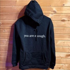 Black "you are enough." Pullover Hoodie - Unbranded